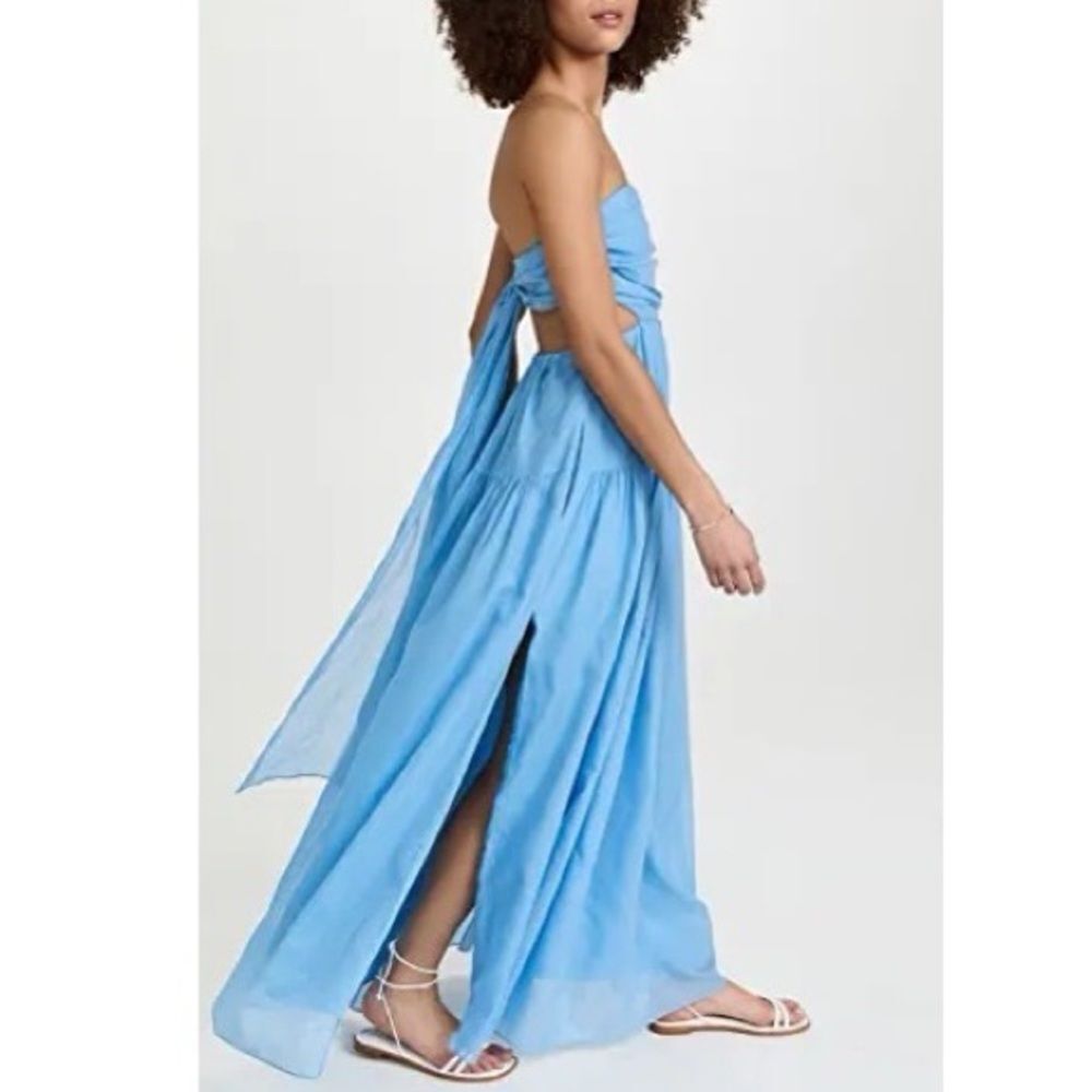 Rebecca Taylor Wrap Back Maxi Dress in Azul Blue, NWT, Size 16 - Picture 3 of 14